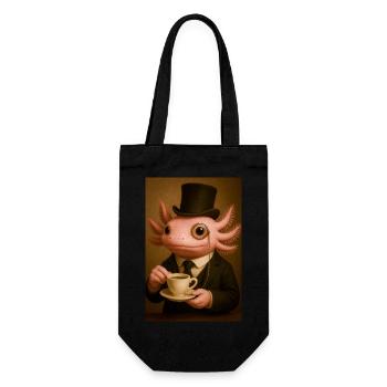 Dapper Axolotl with Coffee - Gift Bag for Bottles - black - Front