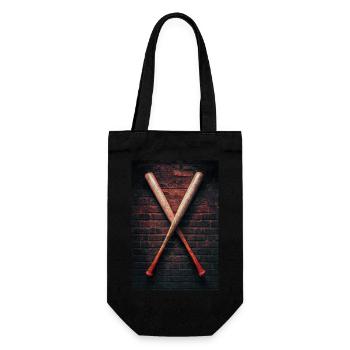 Crossed Bats on Brick Wall - Gift Bag for Bottles - black - Front