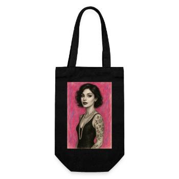 Woman Necklace Pearls Pink Elegant Omikly Pop Art - Gift Bag for Bottles - black - Front