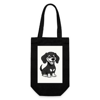 Happy dachshund black and white - Gift Bag for Bottles - black - Front