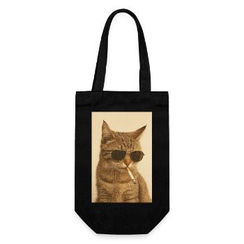 "Cat of life - chill like a pro" - Gift Bag for Bottles - black - Front
