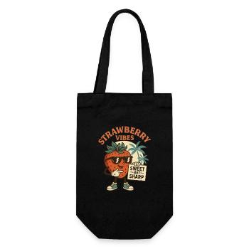 Strawberry vibes - Geschenkbeutel für Flaschen - Schwarz - Vorne
