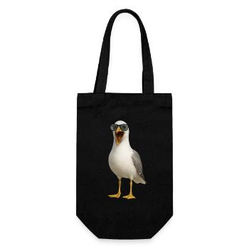 Screaming Seagull with Sunglasses - Gift Bag for Bottles - black - Front