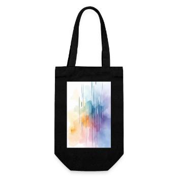 Wasserfarben abstrakt, Aquarell-Kunst farbig - Geschenkbeutel für Flaschen - Schwarz - Vorne