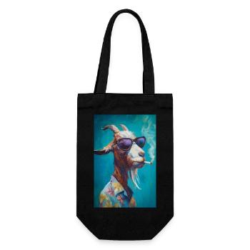 Chill Goat in Shades - Geschenkbeutel für Flaschen - Schwarz - Vorne