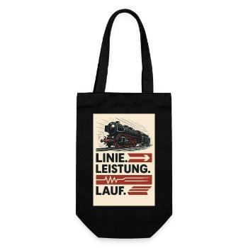 Eisenbahn Dampflok Linie Leistung Lauf - Geschenkbeutel für Flaschen - Schwarz - Vorne