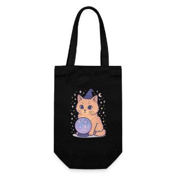 Astro Cat with Crystal Ball - Gift Bag for Bottles - black - Front