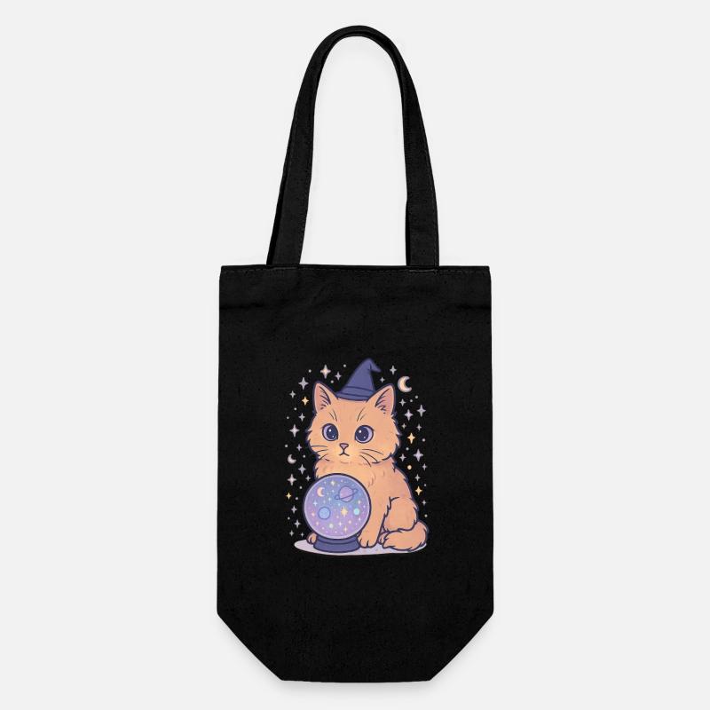 Chat astro avec boule de cristal - Sac à bouteille - noir