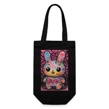Graffiti Kawaii Bunny Pop - Geschenkbeutel für Flaschen - Schwarz - Vorne