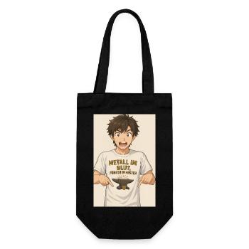 Anime Figur Detail T-Shirt - Geschenkbeutel für Flaschen - Schwarz - Vorne