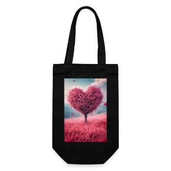 Romantic Heart Tree in Bloom - Gift Bag for Bottles - black - Front