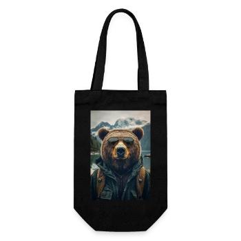 Cool Hiking Bear Explorer - Gift Bag for Bottles - black - Front