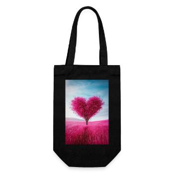 Herzförmiger Baum der Liebe - Geschenkbeutel für Flaschen - Schwarz - Vorne
