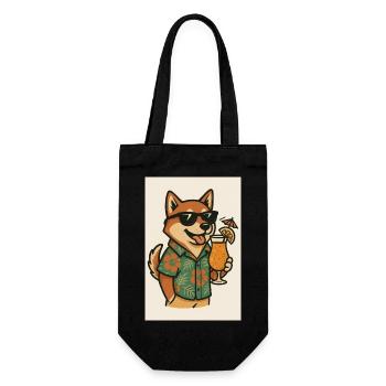 Dog with Hawaiian shirt and cocktail - Gift Bag for Bottles - black - Front
