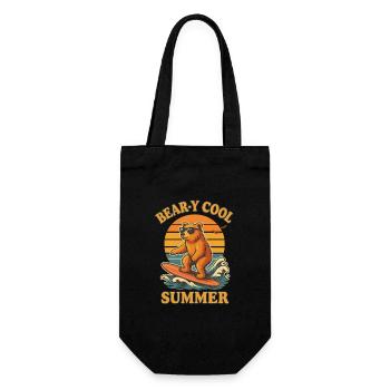 Bear‑y Cool Summer – Surfender Bär im Retro-Stil - Geschenkbeutel für Flaschen - Schwarz - Vorne