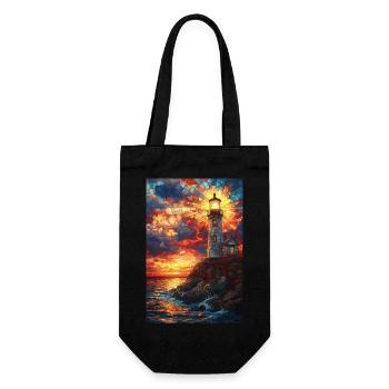 Vitrail phare coucher de soleil - Sac à bouteille - noir - Devant