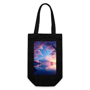 Tranquil View of Mount Fuji - Gift Bag for Bottles - black - Front