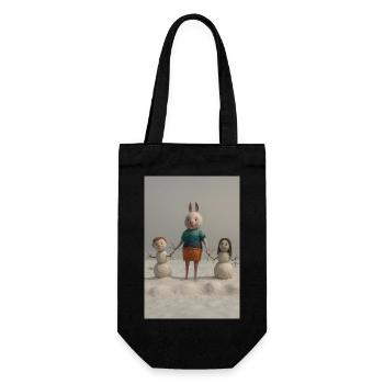 Funny Easter Bunny Family Felt Art - Gift Bag for Bottles - black - Front