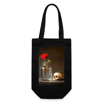 Nature morte rose et crâne - Sac à bouteille - noir - Devant