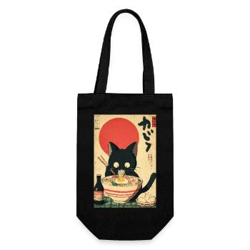 Ramen Katze Retro Poster - Geschenkbeutel für Flaschen - Schwarz - Vorne