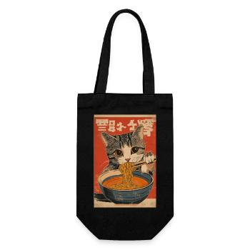 Le chat tigré adore les ramen - Sac à bouteille - noir - Devant