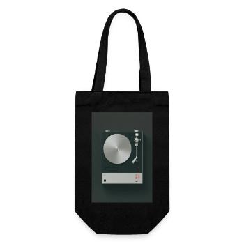 Minimalistischer Retro-Plattenspieler - Geschenkbeutel für Flaschen - Schwarz - Vorne
