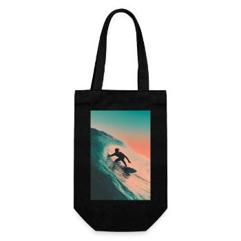 Wellensurfen bei Sonnenuntergang - Geschenkbeutel für Flaschen - Schwarz - Vorne
