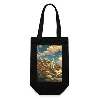 Squelette relaxant dans un champ de fleurs - Sac à bouteille - noir - Devant