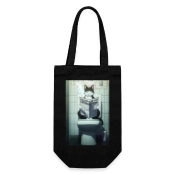 Coole Morgenroutine für Katzen - Geschenkbeutel für Flaschen - Schwarz - Vorne