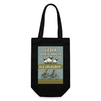 Lieber Schafe zählen als Urlauber - Geschenkbeutel für Flaschen - Schwarz - Vorne