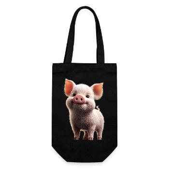 Schwein Hausschwein Sau Schweine Liebe Schweinchen - Geschenkbeutel für Flaschen - Schwarz - Vorne