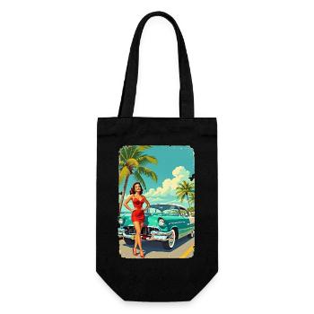 Retro Glamour & Muscle Car R01 - Geschenkbeutel für Flaschen - Schwarz - Vorne
