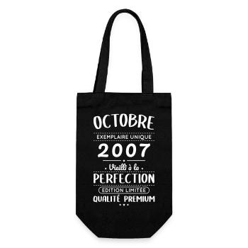 18th Birthday - October 2007 Perfection - Gift Bag for Bottles - black - Front