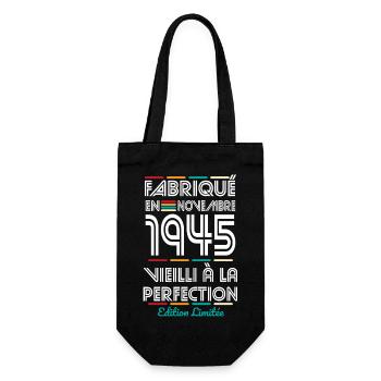 Anniversaire 80 ans - Fabriqué en Novembre 1945 - Sac à bouteille - noir - Devant