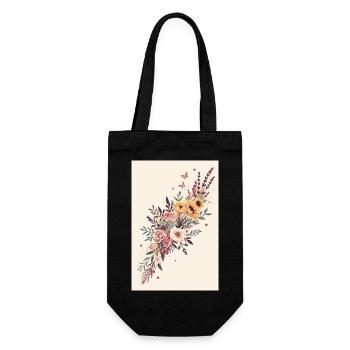 Floral bouquet with butterflies - Gift Bag for Bottles - black - Front