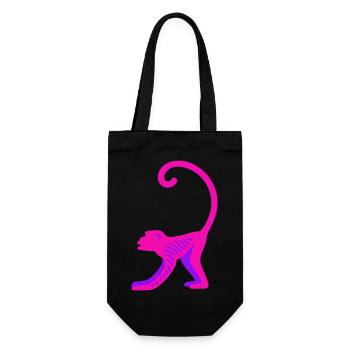 Neon Pink Monkey - Geschenkbeutel für Flaschen - Schwarz - Vorne