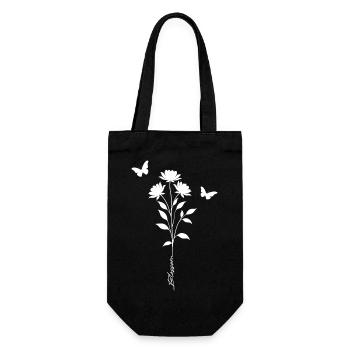 Floral Butterflies Silhouette - Gift Bag for Bottles - black - Front