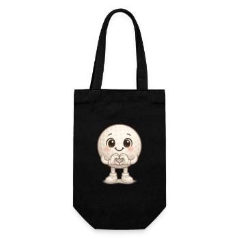 Cuddly Golf Ball Golfer Heart View - Gift Bag for Bottles - black - Front