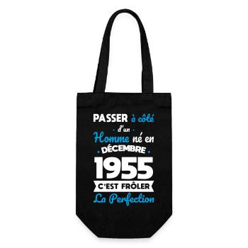 70th Birthday - Born in December 1955 - Gift Bag for Bottles - black - Front