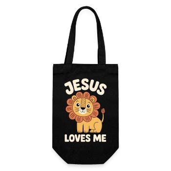 Christian Jesus Loves Me Cute Lion - Geschenkbeutel für Flaschen - Schwarz - Vorne