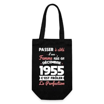 70th birthday - Born in December 1955 - Gift Bag for Bottles - black - Front