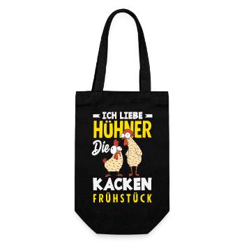 I love chickens – they poop breakfast - Gift Bag for Bottles - black - Front