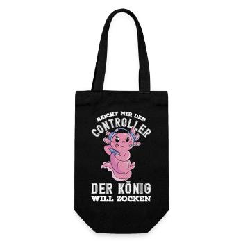 Reicht mir den Controller – König will zocken - Geschenkbeutel für Flaschen - Schwarz - Vorne
