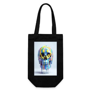 Psychedelischer Totenkopf mit Smile Brille - Geschenkbeutel für Flaschen - Schwarz - Vorne