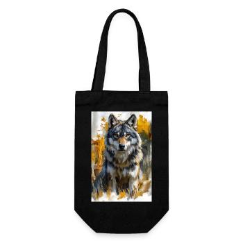 Illustration of a wolf - Gift Bag for Bottles - black - Front