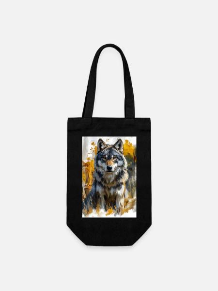 Illustration of a wolf - Gift Bag for Bottles - black
