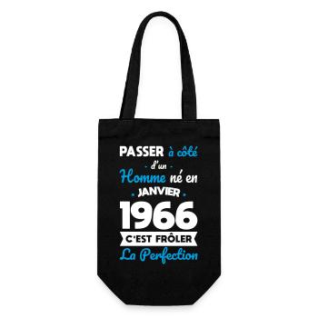60th Birthday - Born in January 1966 - Gift Bag for Bottles - black - Front