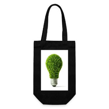 Leafy Glow Light Bulb Design - Gift Bag for Bottles - black - Front