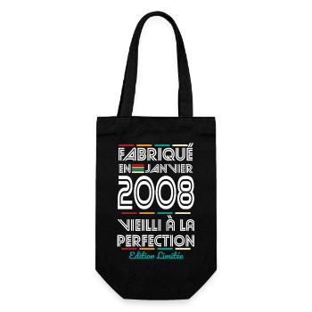18th Birthday - Made in January 2008 - Gift Bag for Bottles - black - Front
