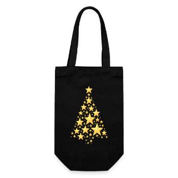 WEIHNACHTSBAUM MIT STERNEN - Geschenkbeutel für Flaschen - Schwarz - Vorne